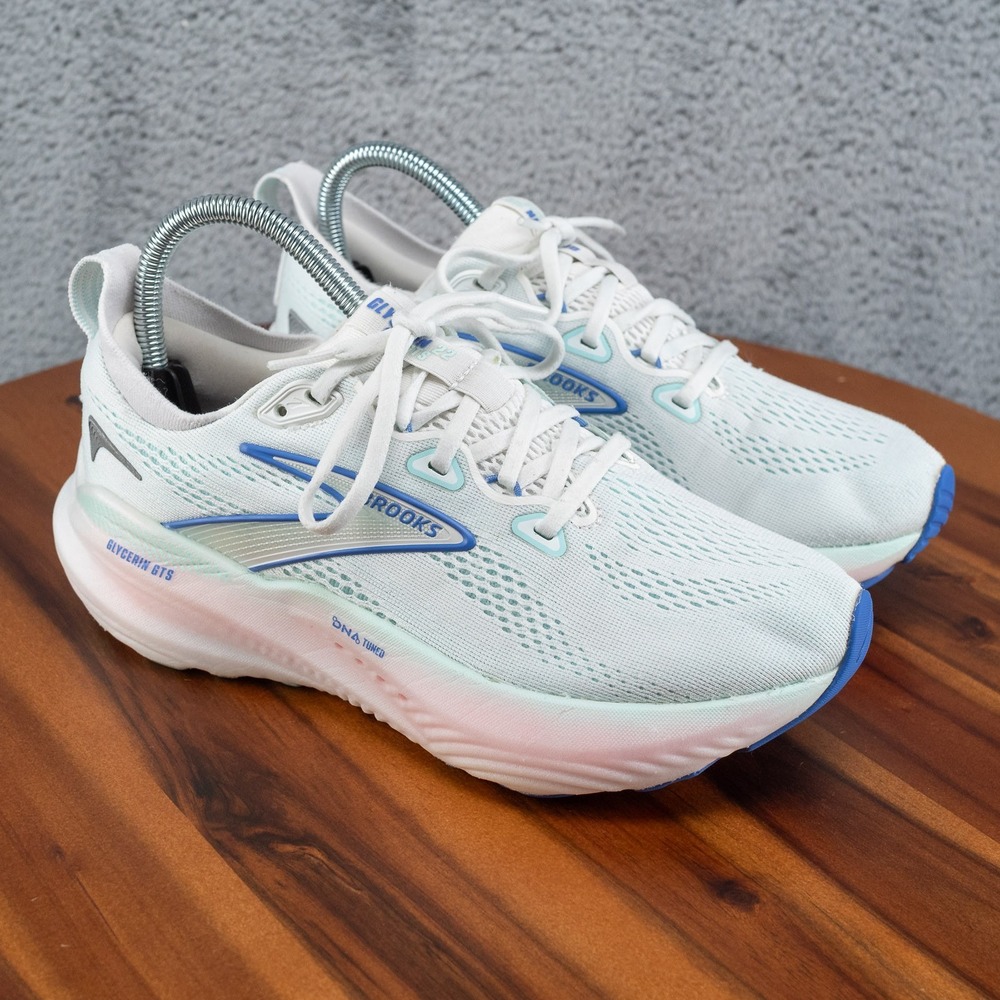 Brooks Glycerin GTS 22 Women's Size 7.5 White/Limpet Shell/Amparo Blue Running